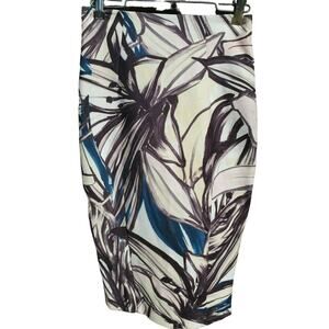 H&M Skirt 2 Womens Cream Brown Floral Midi Length A Line Zipper Back Slip Casual